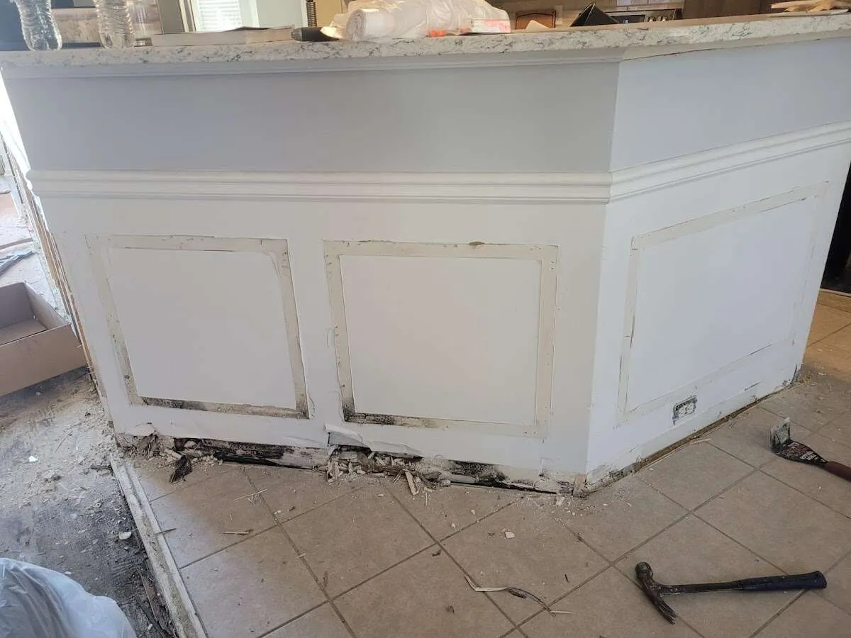 Water damage and mold on kitchen during Storm Damage Restoration in Gretna